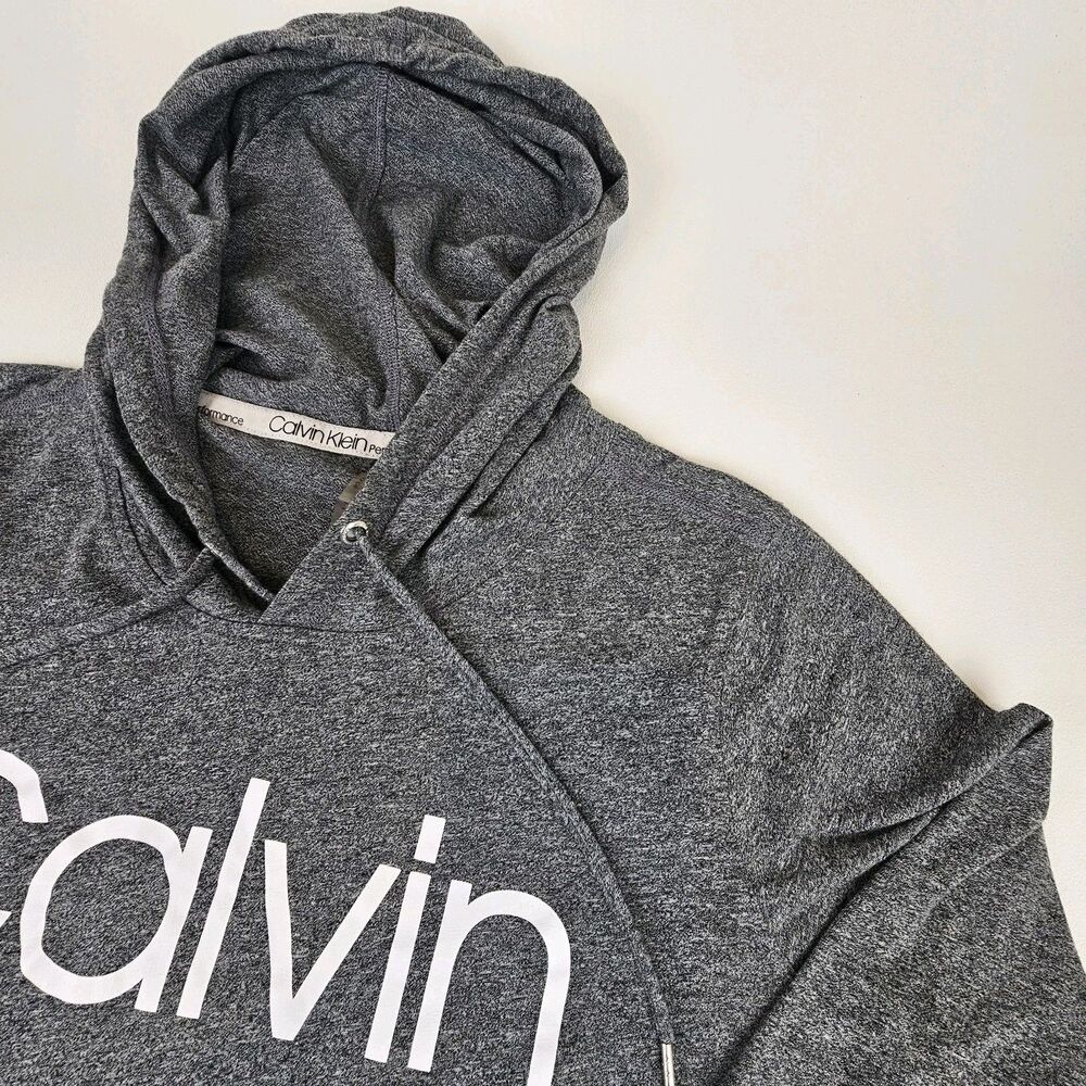 Calvin Klein Performance Women's M Gray Logo Lightweight Pullover Hoodie